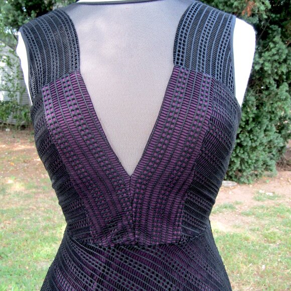 Guess Black Purple Dress Mesh Cocktail Size 2 - Picture 3 of 8